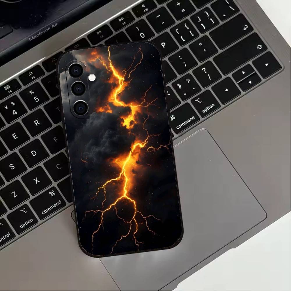 Чехол для телефона «Темная ночь и молния» для Samsung Galaxy A73, A72, A71, A70, A53, A52, A51, Мягкий силиконовый черный чехол