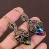 Natural Mystic Topaz Gemstone Handmade Copper Wire Wrap Earring 2.76 E0J25
