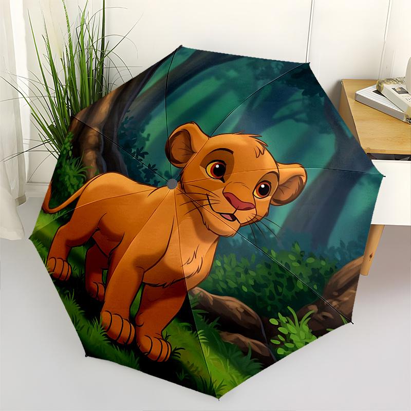 1 Auto Open Lion King, Simba Themed Colorful 8-rib Portable Umbrella for Men and Women, A Compact Commuting Companion Suitable for Daily Dri
