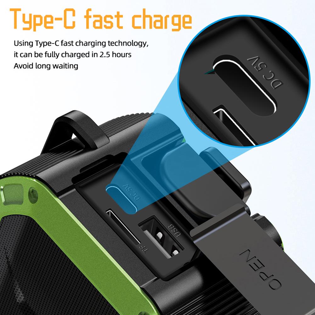 DF-580 Аварийное погодное радио с ручным заводом, солнечное радио AM/FM, водонепроницаемость IPX5, уличный аварийный светодиодный фонарик, аккумулятор 5000 мАч