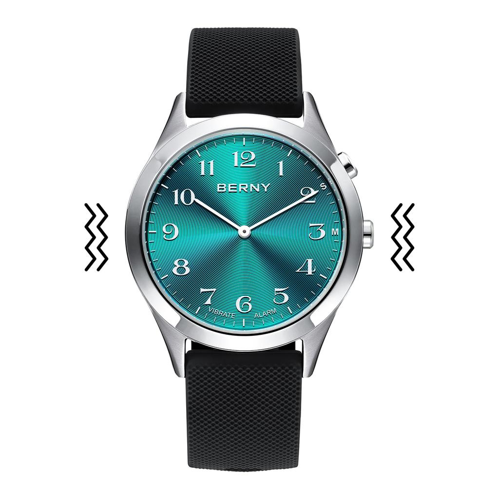 BERNY Vibration Скрытый OLED-дисплей с настраиваемой вибрацией, специально разработанный для пожилых людей и людей с нарушениями слуха, водонепроницаемый до 3 синих часов, часы,