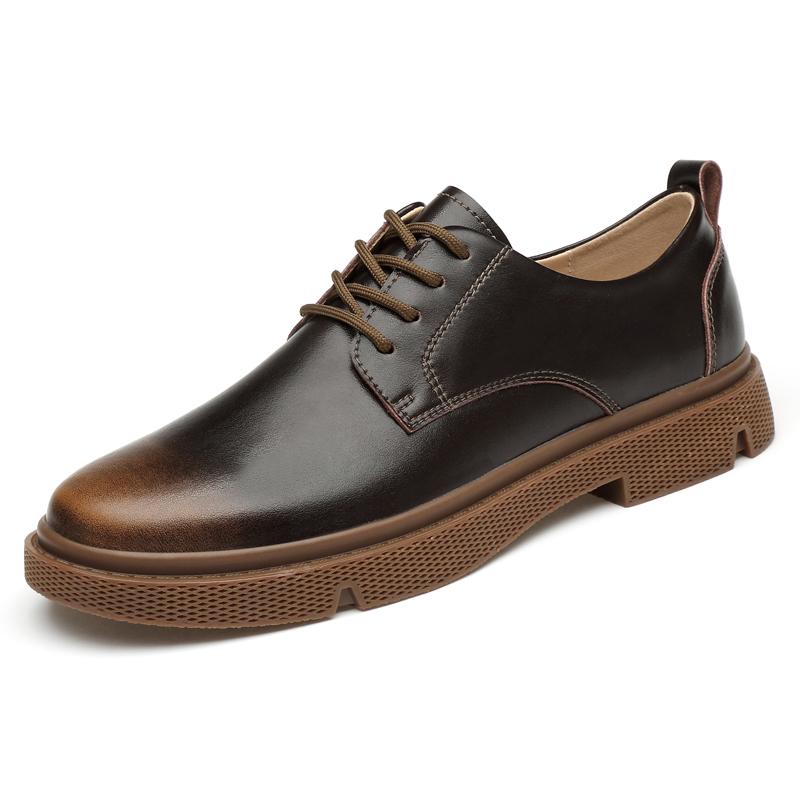 FashionNew High Quality Genuine Leather Men Shoes Spring Autumn Man Casual Handmade Tooling Mens Outdoor Shoes Male Lace-Up Basic Shoes