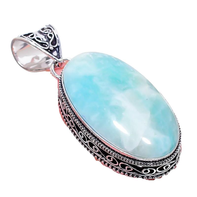 Ювелирное украшение из серебра 925 пробы с драгоценным камнем Republic Larimar, 2,17 дюйма, AH-765