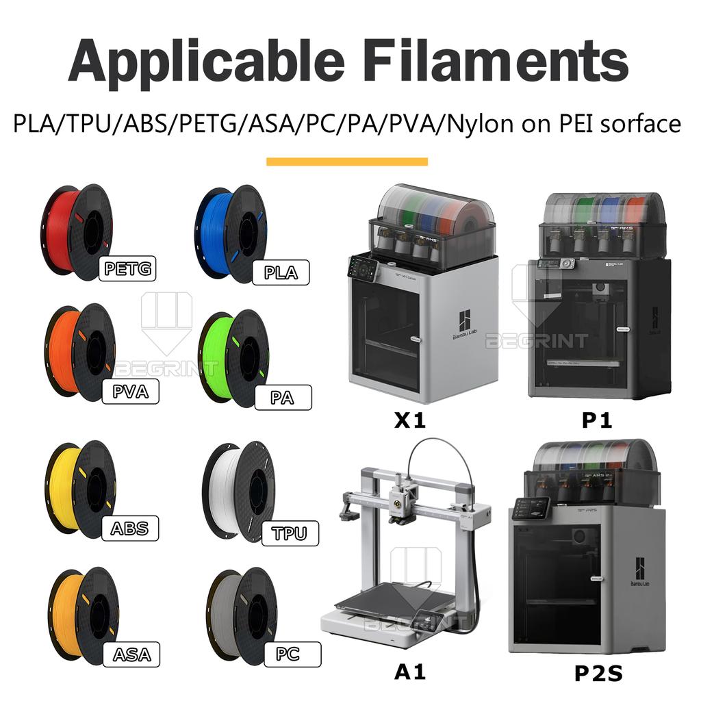 Bambulab X2D Build Plate Smooth Carbon Pet Pei Textured X2D Upgrade Print Plate Bambu Lab X2D Bamboo P2S 3D Printer Parts