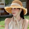 Соломенная шляпа женская кружевная шляпа рыбака с ремешком из кружева защита от солнца полая дышащая шляпа от солнца дорожная шляпа от солнца на море