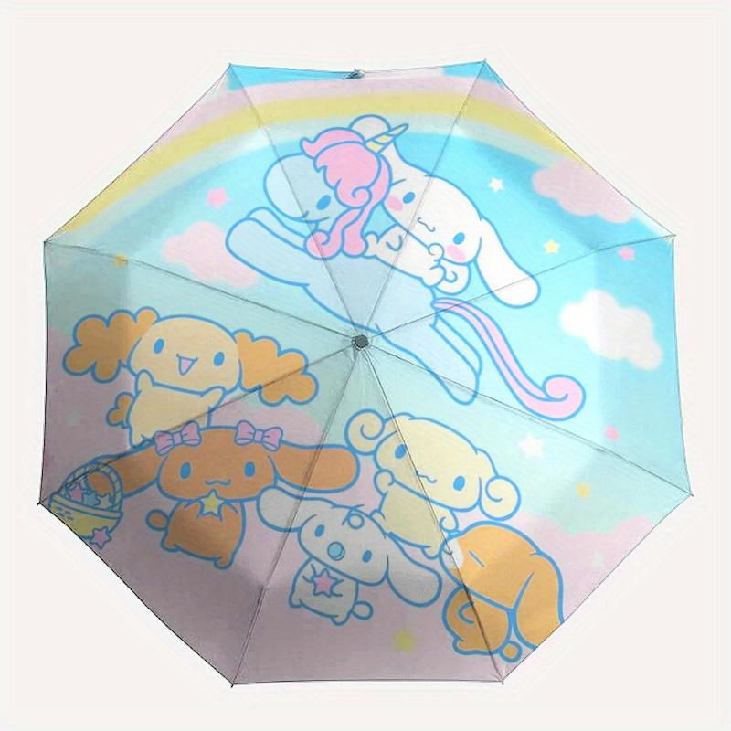 1pc Rainbow Cinnamoroll Sanrio Design Pattern Automatic 3-Fold Umbrella, 8 Iron Frames, High-Value Folding Umbrella, Suitable for Office, Travel and O
