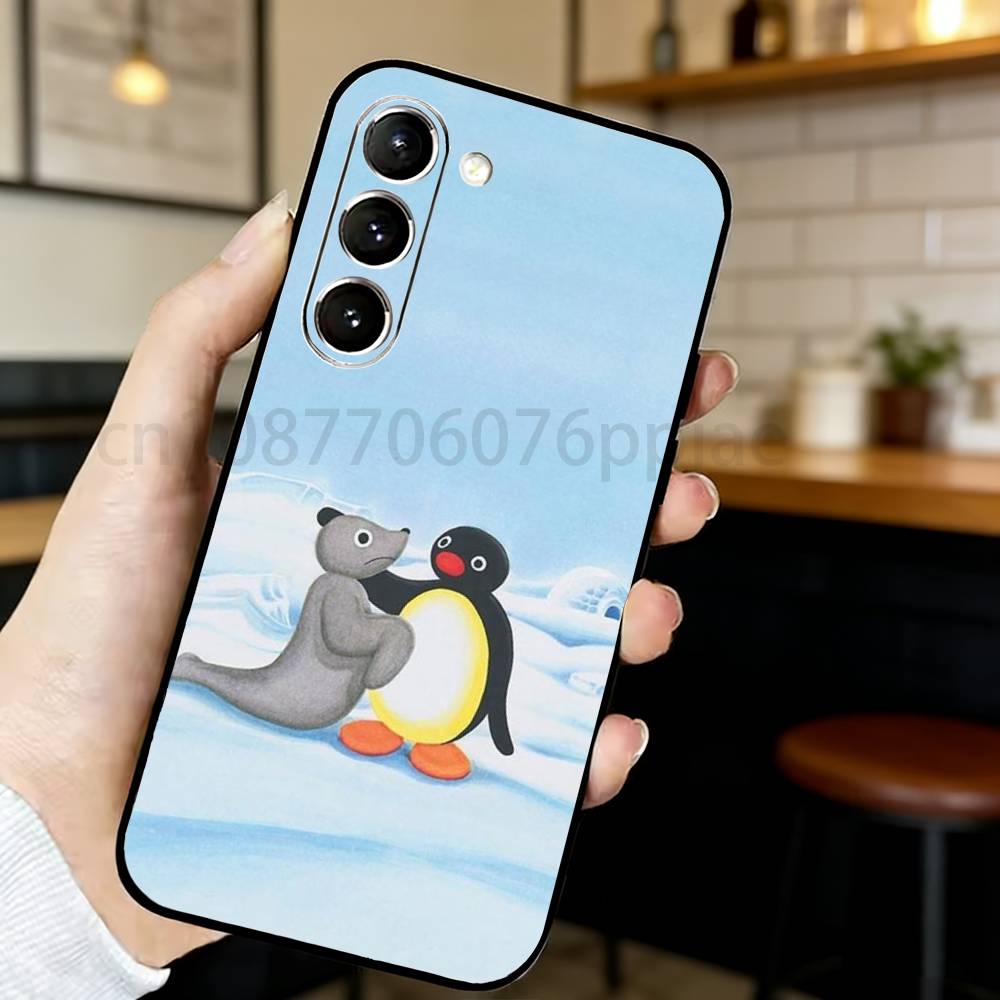 Cute P-Pingu Phone Case For Samsung S20,21,22,23,24,25,26 Ultra,Plus,Black Soft Cover