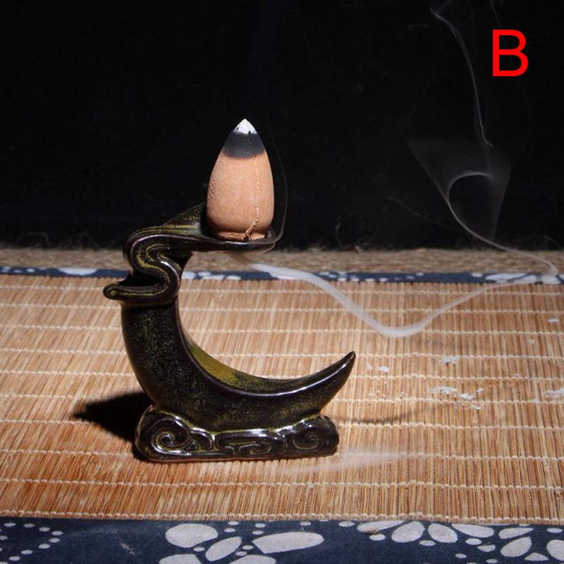 7 Style Practical Sandalwood Cones Backflow Censer Lily Ceramic Incense Burner Holder