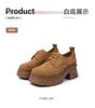 Anti suede cowhide 26 spring new leather ultra light thick sole lace up casual women's single shoes work shoes Le Fu shoes women