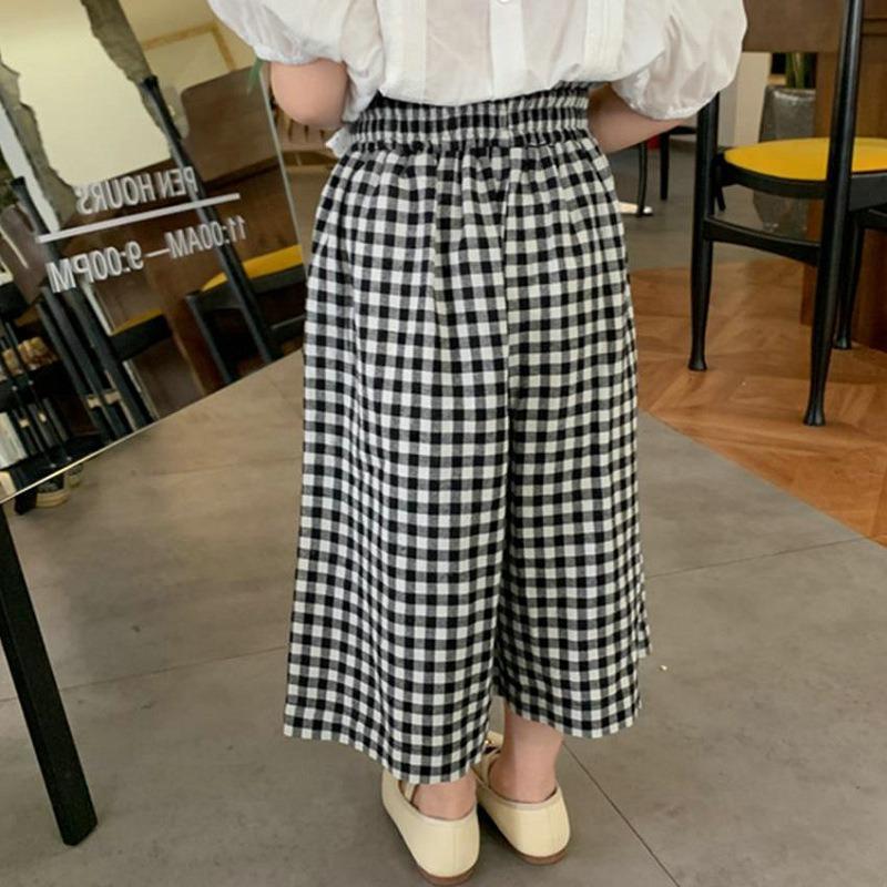 Детские клетчатые брюки с защитой от комаров, повседневные брюки с эластичной резинкой на талии