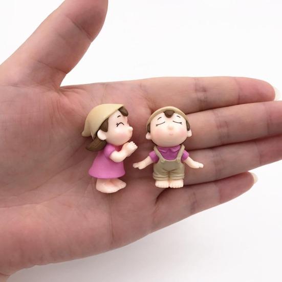 2шт милые влюбленные мальчик девочка миниатюрный пейзаж сад бонсай кукольный домик украшения