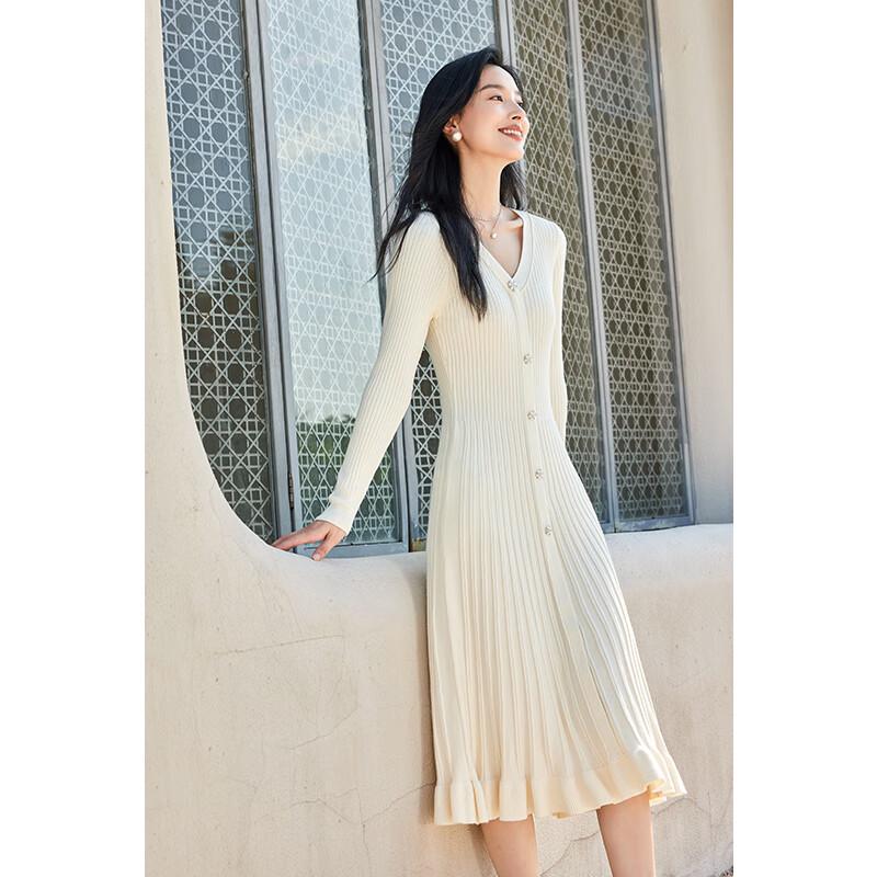 VICTORIA&VERA Женское зимнее вязаное миди-платье в рубчик с V-образным вырезом