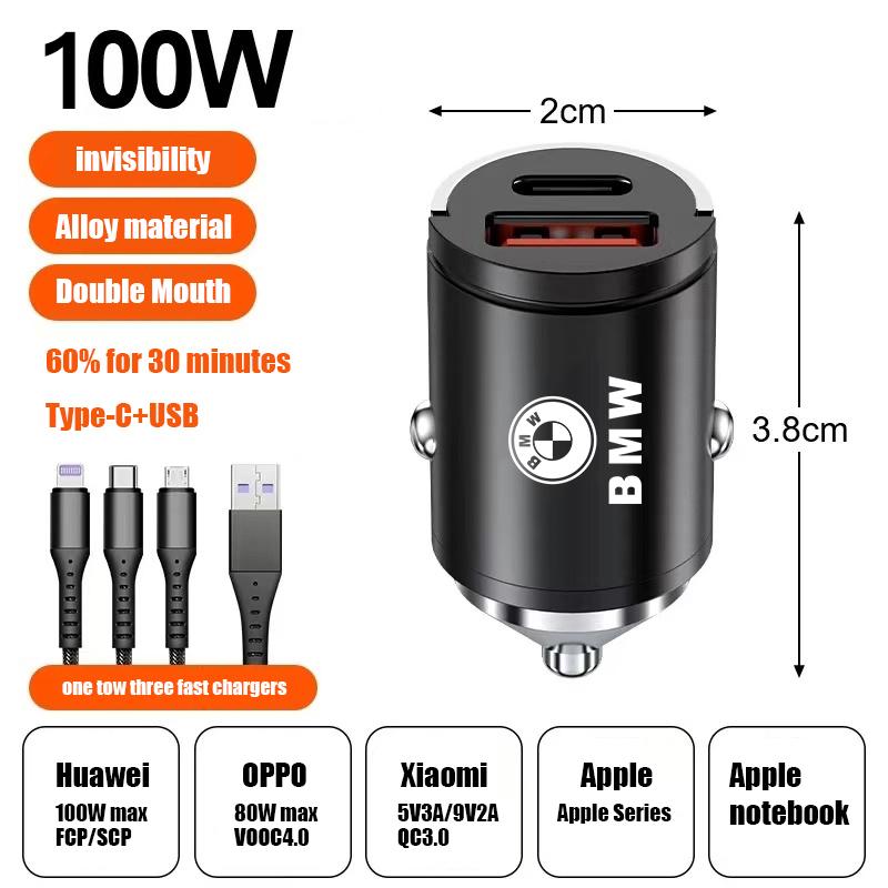 Car Mini Stealth Charger USB Type-C Fast Charging Adapter Sticker For BMW X1 X3 X4 X5 E46 E90 F20 E60 E39 F10 M1 M2 M3 M5 M6 CU5