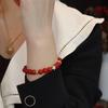 Natural Agate Bracelet, Round Bead Pony Pendant, Bracelet, Female Simple Handmade Elastic Rope Design Bracelet. Fashion Women Daily Jewelry Lucky Gift