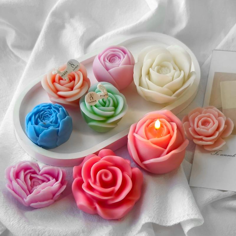 7pcs Mini Rose Flower Silicone Candle Mold 3D Succulent Cactus Flower Chocolate Fudge Pastry Baking Mold DIY Candle Soap Crafts