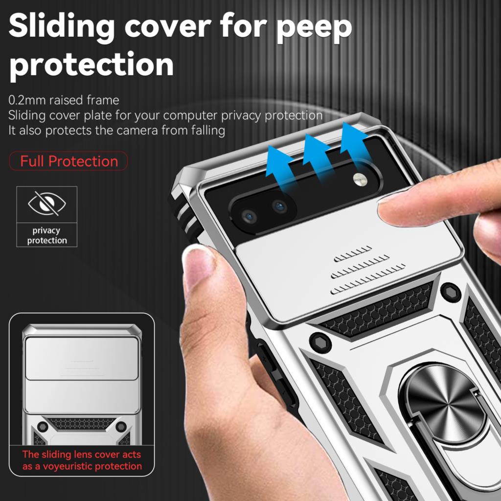 Для Google Pixel 6A Чехол Google Pixel 6A Fundas Coque Slide Lens Магнитный держатель кольца Задняя крышка Pixel 6A