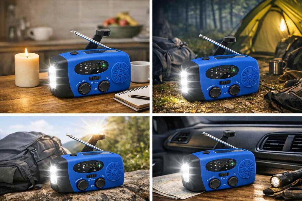 Radio przenośne solarne sanelite korbka antena latarka powerbank 3w1