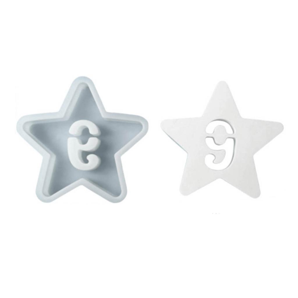 Hollow Number Silicone Molds Star Shape Casting Mould Epoxy Resin Mould DIY Baking Molds Candle Molds Home Decorations