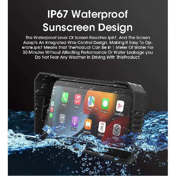 5/6.25 inch TPMS GPS Navigation Motorcycle IPX7 Waterproof Carplay Display Screen Portable Moto Wireless Android Auto Monitor