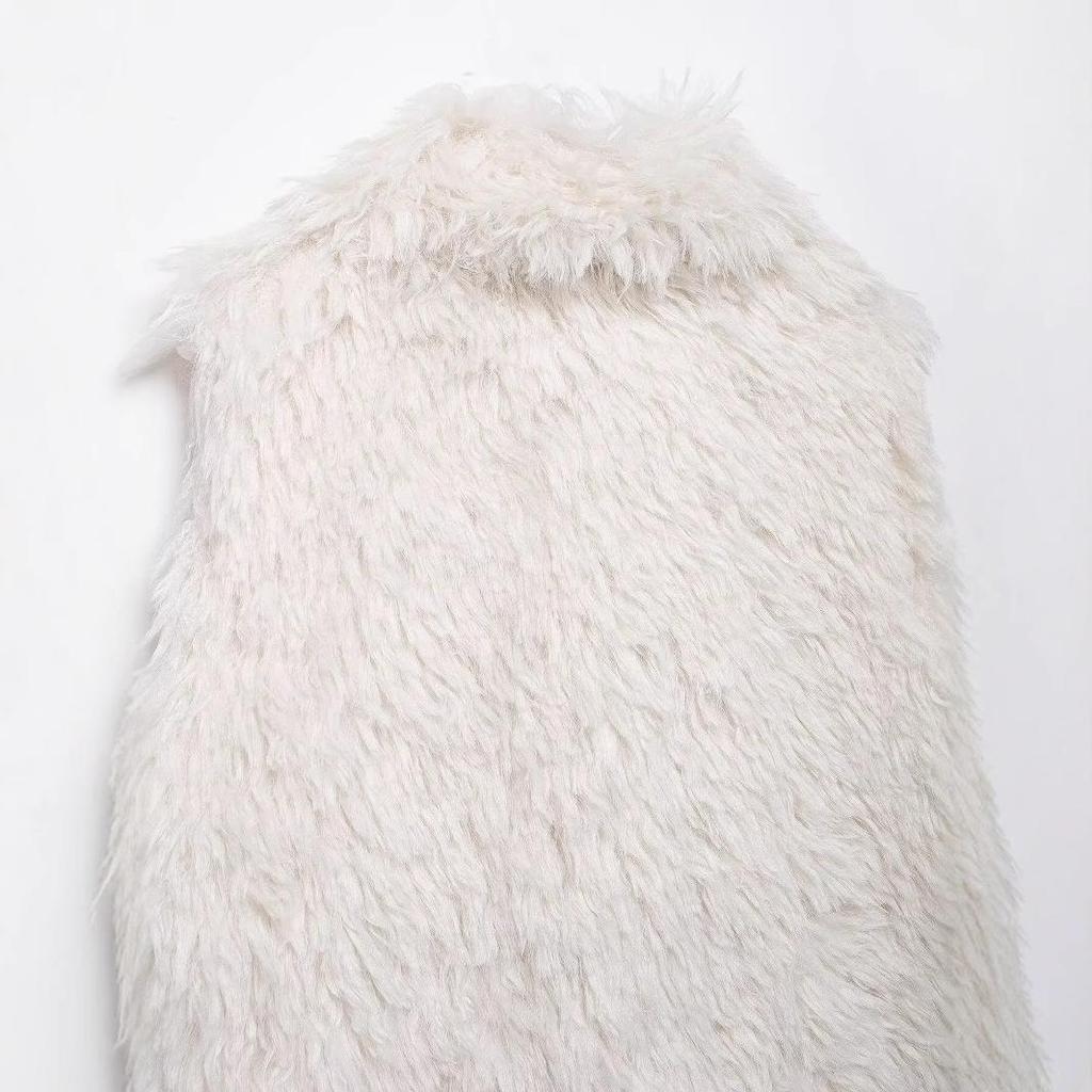 Женский безрукавный жилет из искусственного меха на осень/зиму 2024 - Европейский и американский стиль
