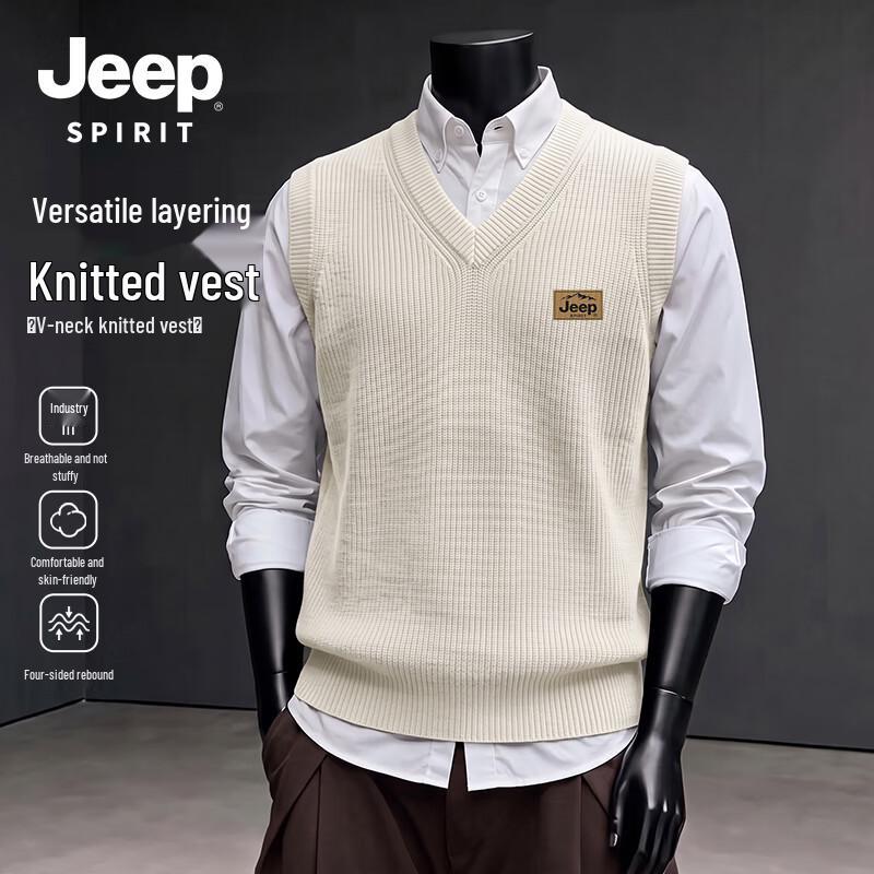 JEEP SPIRIT Men's Casual V-Neck Knit Vest
