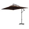 3m Square Canopy Cantilever Parasol, with Cross Base - Brown