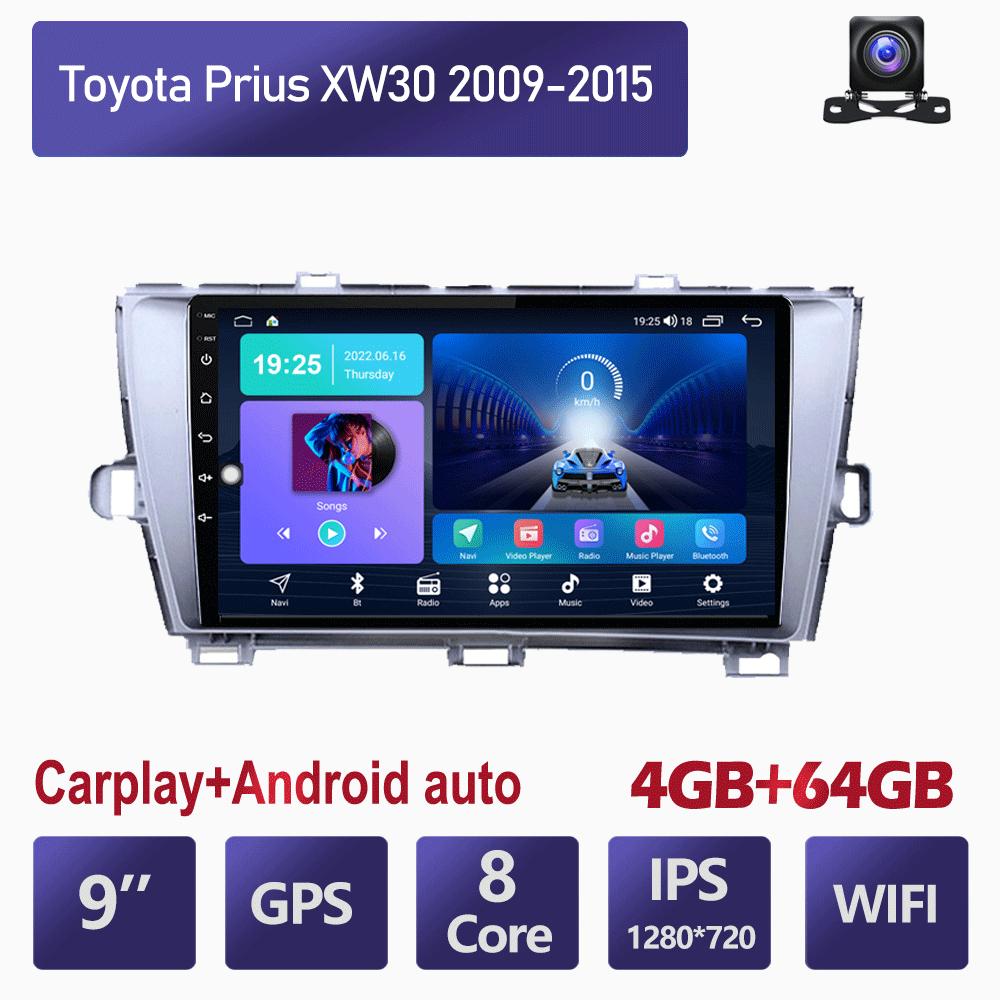 9-дюймовый автомобильный радиоприемник на базе Android Carplay для Toyota Prius XW30 2009-2015, автомобильный мультимедийный видеоплеер, GPS-навигация, WIFI, 4 + 64 ГБ
