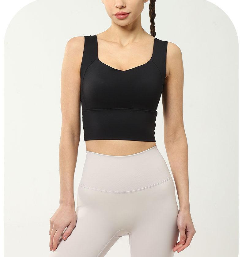 Женский удлиненный бюстгальтер для фитнеса, беспроводной бюстгальтер, нижнее белье с эффектом пуш-ап, противоударный спортивный жилет для бега, майка, бюстгальтер