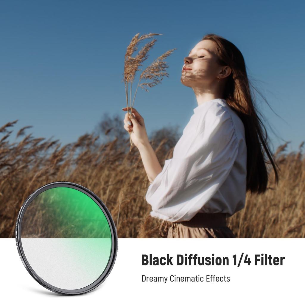 NEEWER 49mm Black Diffuse Filter Movie Effect Lens Filter Camera Lens Filter with Cleaning Cloth Ultra Optical Nano Coatings for 1/4