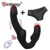 10 скоростей, без бретелек, фаллоимитатор со страпоном, вибратор, женский двойной вибрационный секс-игрушки для точки G для взрослых для женщин, анальный массажер простаты для пар