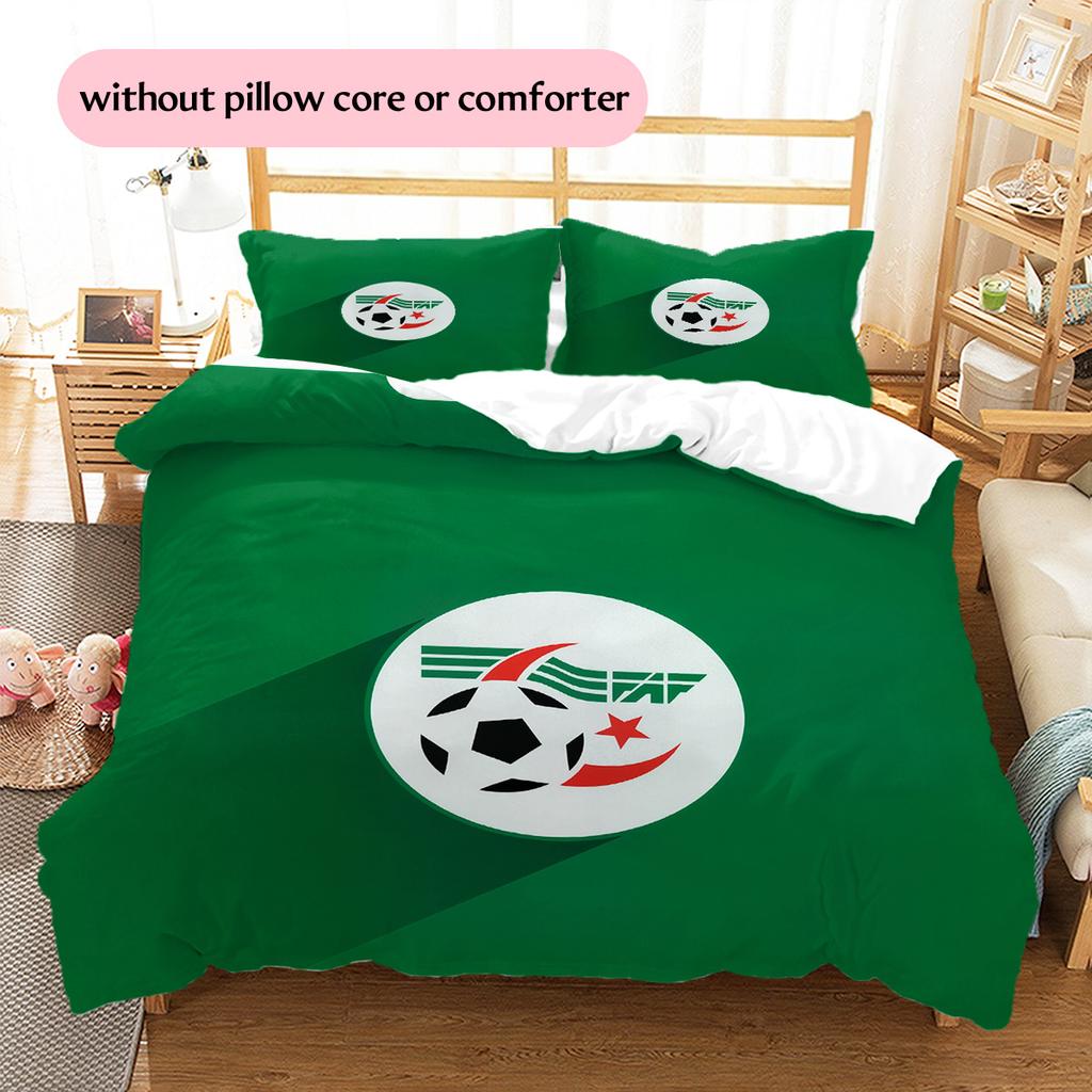 Algeria National Football Team Pattern Bedding Quilt Set Home Decoration Gift (1 * duvet cover + 2 * pillowcase without core)