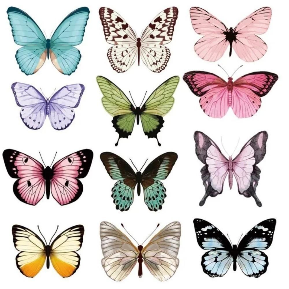 32Pcs Creative DIY 3D Butterfly Colorful Double Layers Refrigerator Stickers Wall Stickers Wedding Event