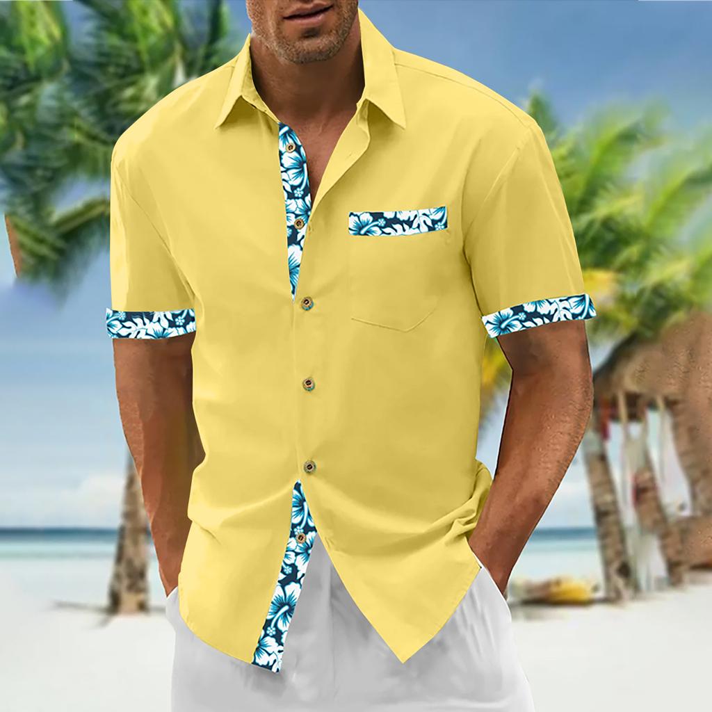 Гавайская рубашка для мужчин, мужские винтажные рубашки для боулинга на пуговицах, летняя пляжная рубашка с коротким рукавом