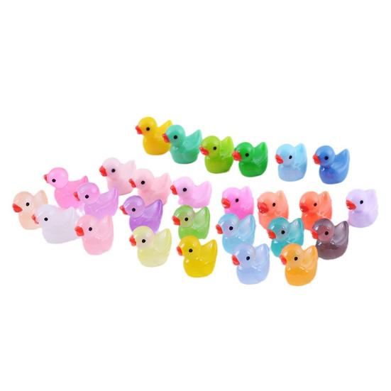 100 шт. Миниатюрная фигурка утки, светящаяся миниатюрная мультяшная желтая утка, украшение своими руками, микропейзаж, сказочный сад, животное, смоляная статуэтка, украшение