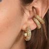 Bohemia C Crystal Earrings Ear Cuff for Women Stackable C Shaped Rhinestone Ear Cuffs Clip On Earring Gold Color