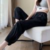 Elegant Fashion Harajuku Slim Fit Female Clothes Loose Casual All Match Sports Pants Solid Pockets Button Wide Leg Pants