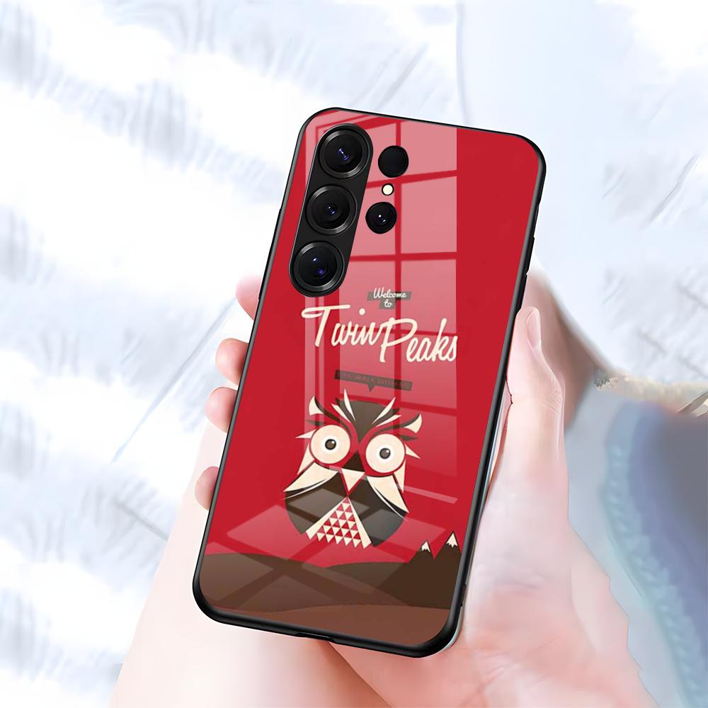Чехол для телефона Twin Peaks для Samsung S26 S25 S24 FE S23 S22 S21 Plus S20 Ultra Note20Ultra Черная стеклянная крышка