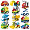 Large Particle Building Blocks Car Creative City Construction Forklift Crane Excavator Vehicle DIY Bricks Toy For Kids Xmas Gift
