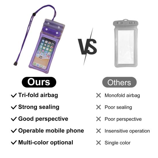 Водонепроницаемая сумка для телефона Прозрачная водонепроницаемая хорошая герметичная подушка безопасности Сенсорный экран Плавание Рафтинг Сумка для мобильного телефона Водные виды спорта
