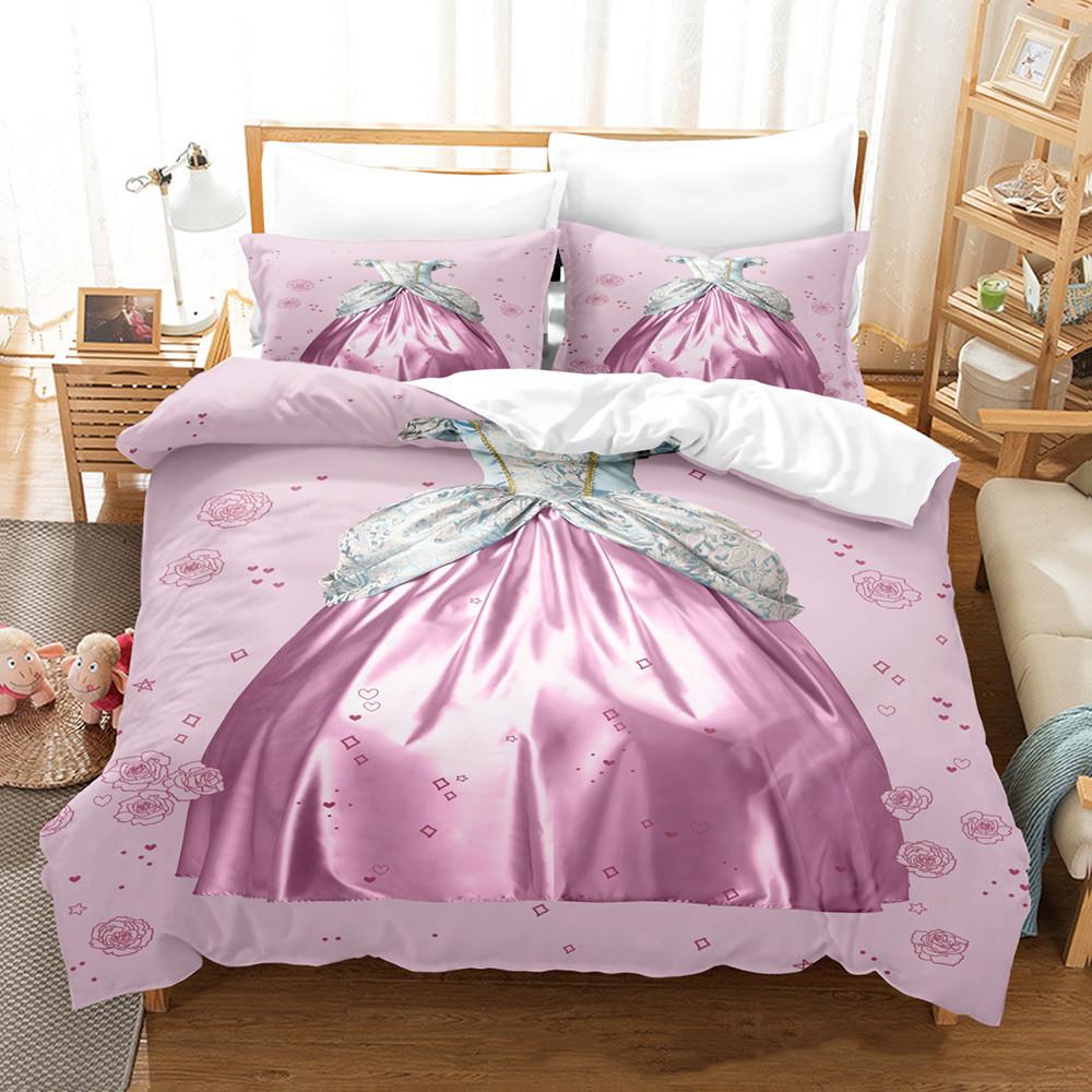 Комплект постельного белья с 3D-принтом «Корона» розового цвета для комнаты принцессы для девочек, пододеяльник и наволочка 2/3 шт., односпальная двуспальная кровать, все размеры, комплект пододеяльников, подарок