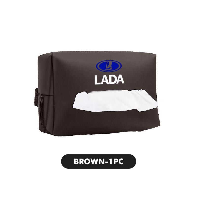 For Lada Car Logo Tissue Organizer Bag Leather Paper Towel Storage Box Accessories Vesta Granta Largus Vaz Samara Vesta Niva 4X4 XDQA3
