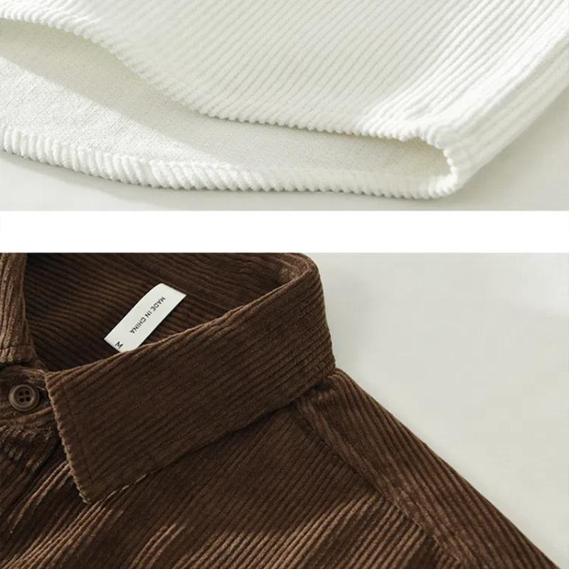 Рубашки с длинным рукавом в японском стиле в стиле ретро для мужчин, свободная вельветовая рубашка на осень и зиму, повседневные рубашки из чистого хлопка с двойными карманами и принтом