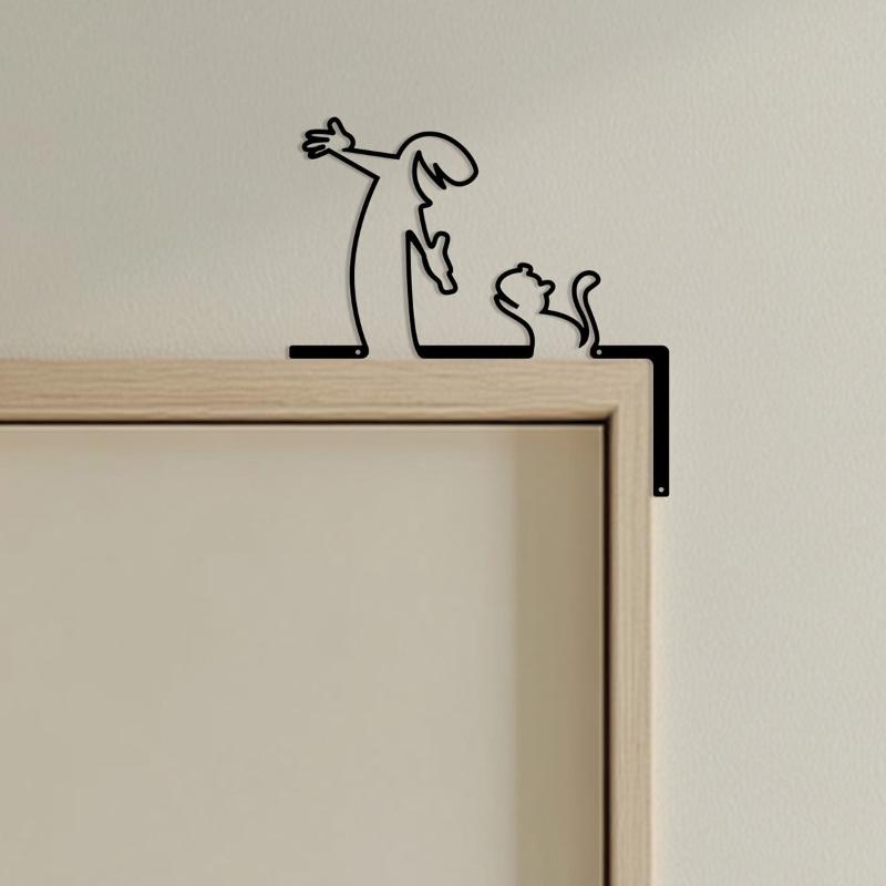 Металлический Настенный Декор Кованый Железный Знак Домашний Интерьер Дверной Проем Искусство Подвесная Картина Декор Комнаты Счастливый Кот Домашнее Украшение