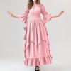 Women's Vintage Solid Color Lace Collar 3/4 Sleeve Cos Dress