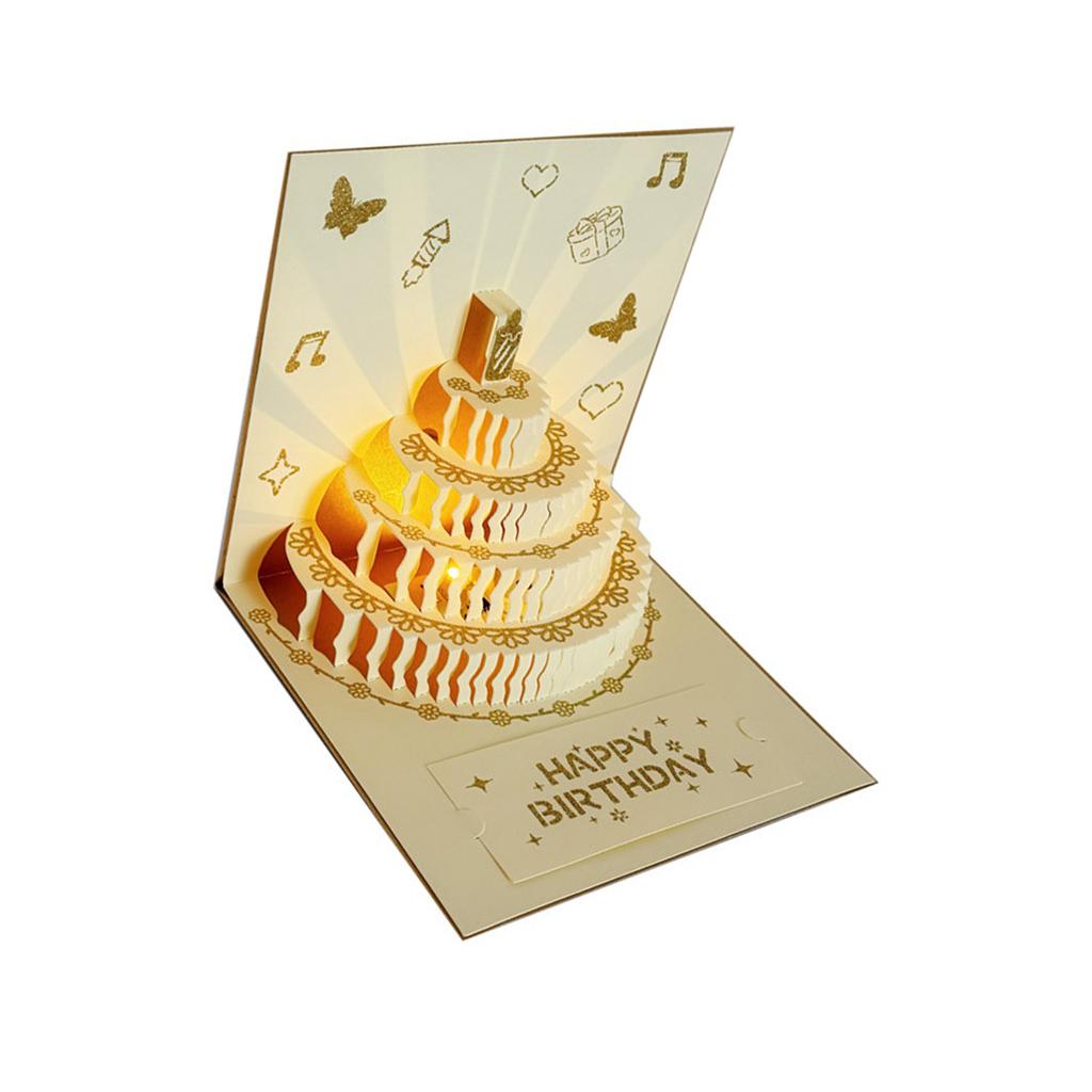 Музыкальная 3D-открытка на день рождения с музыкой и огнями. Художественная открытка на день рождения. Праздничная открытка, подходящая для вечеринок.