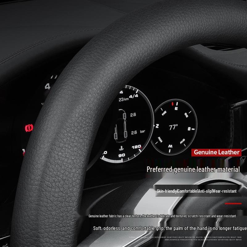 Genuine Leather Steering Wheel Cover for Buick: Regal, LaCrosse, Verano, Envision S, Enclave, Encore, GL6