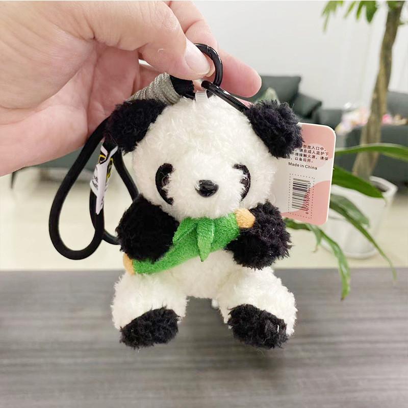 Delightful Plush Panda Keyring Pilot Bear Stuffed Doll Cute Bag Charm Gift Set