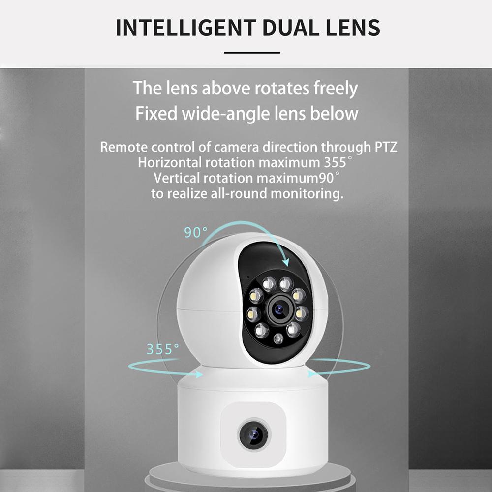 Беспроводная камера безопасности 1080P HD, Wi-Fi-камера, 3-мегапиксельная камера с панорамированием/наклоном и ИК-ночной отслеживанием движения на 360 градусов