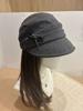 Vintage button bow pleated equestrian hat women's high-end sense fashion flat-top visor show face small beret