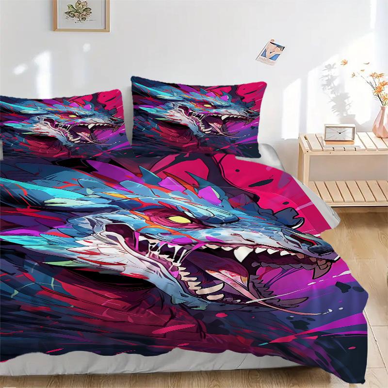3pcs bedding set Dragon Includes 1 Comforter + 2 Pillowcases, Without Pillow Inserts, Soft Comfortable, Lightweight Breathable062